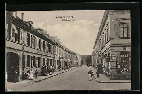 AK Germersheim, Königsstrasse mit Gasthaus
