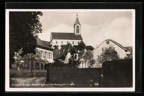 AK Auggen / Baden, Teilansicht mit Kirche