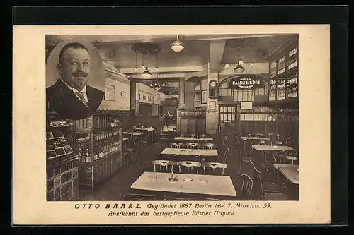 AK Berlin, Restaurant v. Otto Baarz, Innenansicht, Mittelstr. 59