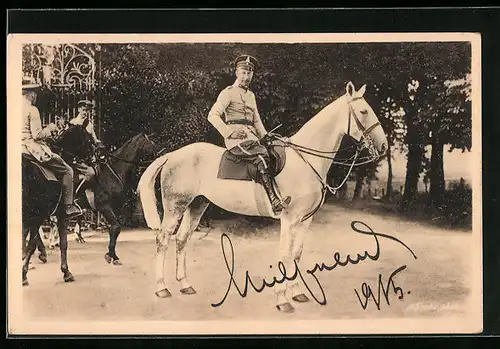 AK Kronprinz Wilhelm von Preussen zu Pferd in Uniform