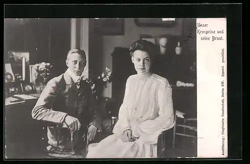 AK Kronprinz Wilhelm von Preussen mit seiner Braut
