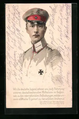 AK Portrait des uniformierten Kronprinzen Wilhelm von Preussen