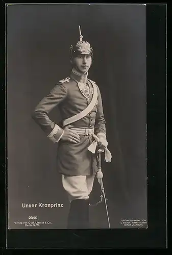 AK Unser Kronprinz stattlich in Uniform