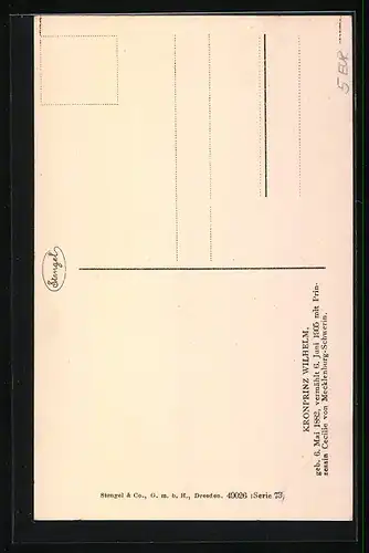 AK Uniformierter Kronprinz Wilhelm von Preussen im Portrait