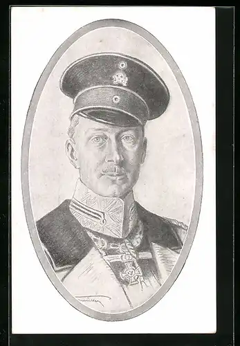 AK Uniformierter Kronprinz Wilhelm von Preussen im Portrait