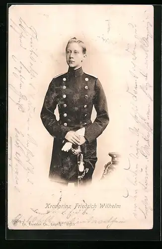 AK Kronprinz Wilhelm von Preussen als junger Mann in Uniform