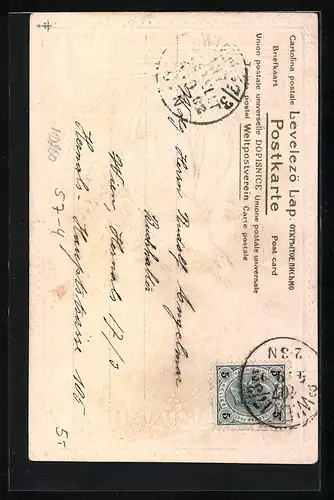 Präge-AK Geöffnete Clementine mit Nüssen