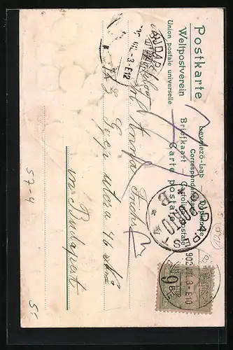 Präge-AK Weintrauben in Zeitungspapier eingewickelt