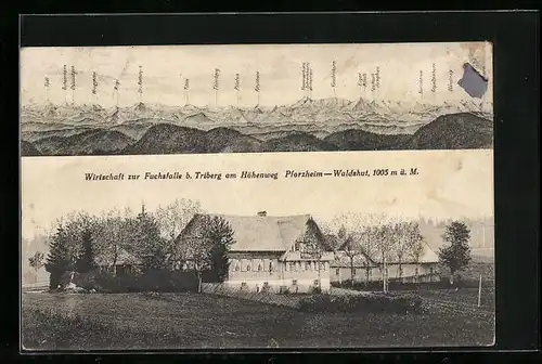 AK Triberg am Höhenweg, Gasthaus zur Fuchsfalle, Gebirgspanorama