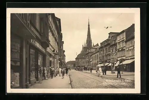 AK Mühlhausen i. Thür., Blick in die Hindenburgstrasse