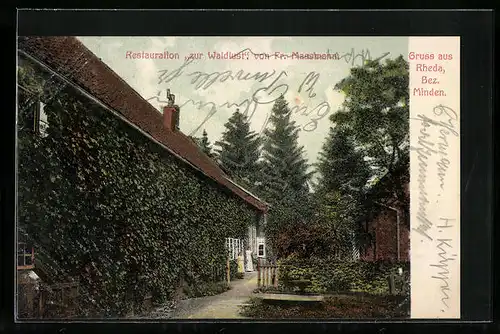 AK Rheda / Minden, Gasthaus Zur Waldlust, Inh. Fr. Massmann