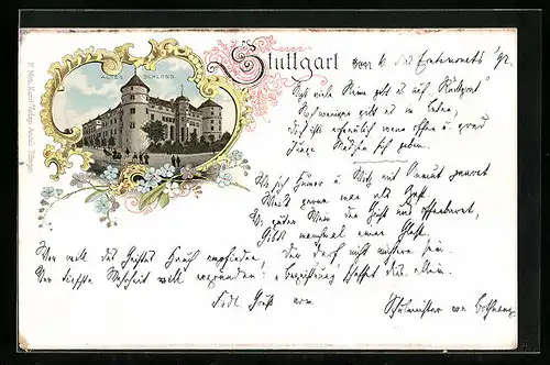 Lithographie Stuttgart, Altes Schloss
