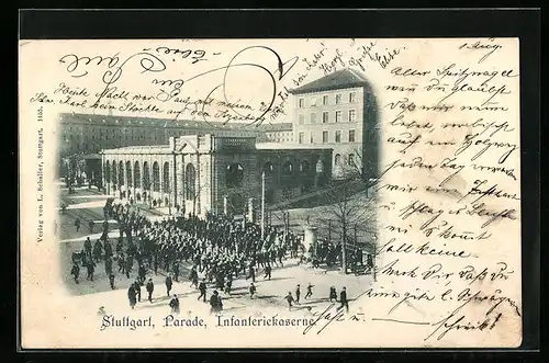 AK Stuttgart, Parade vor der Infanteriekaserne