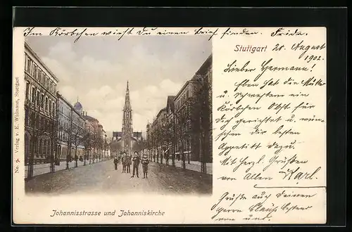 AK Stuttgart, Johannisstrasse und Johanniskirche