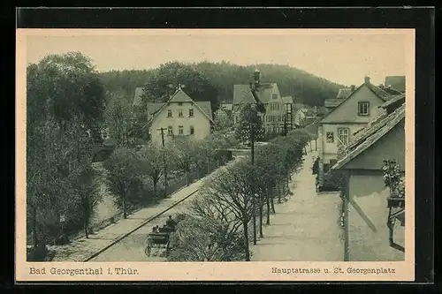 AK Bad Georgenthal i. Thür., Hauptstrasse und St. Georgenplatz