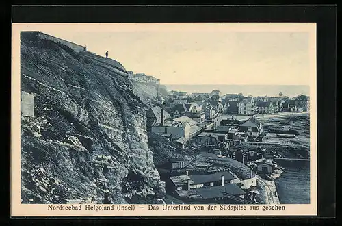 AK Helgoland, Unterland von der Südspitze aus gesehen