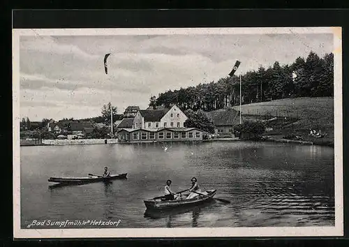 AK Hetzdorf, Gasthaus Bad Sumpfmühle, flagge