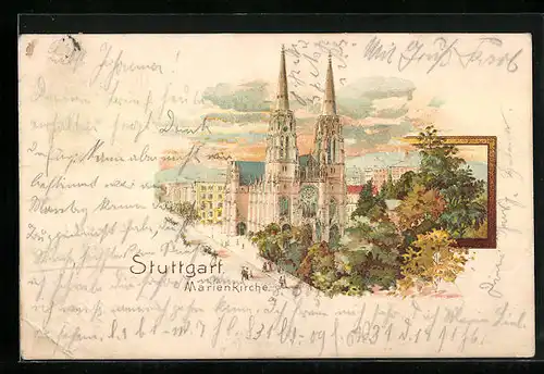 Lithographie Stuttgart, Marienkirche