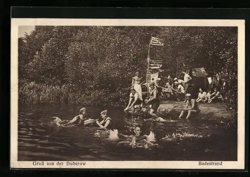 AK Duberow, Badegäste am Badestrand