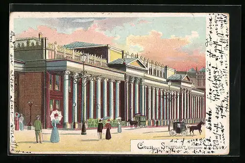 Lithographie Stuttgart, am Königsbau