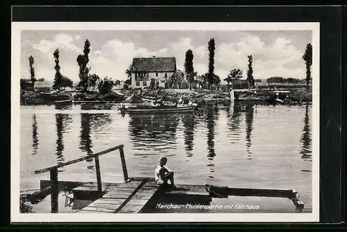 AK Nerchau, Muldenpartie mit Fährhaus