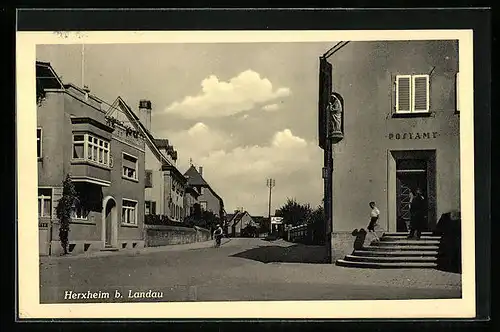 AK Herxheim b. Landau, Partie am Postamt