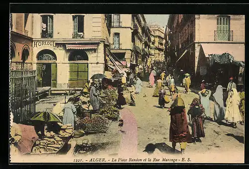 AK Alger, la Place Randon et la Rue Marengo