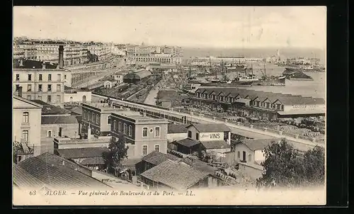 AK Alger, Vue générale des Boulevards et du Port