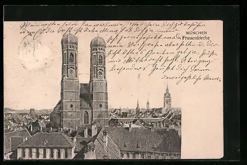 AK München, Teilansicht mit Frauenkirche