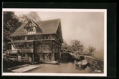 AK Seelisberg, Gasthaus Treib mit Hafenanlage