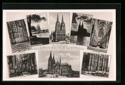 AK Köln, Dom von Süden, Westen und dem Messegelände gesehen, Innenansicht