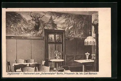 AK Berlin-Kreuzberg, Restaurant zum Kellermeister, Jagdzimmer, Prinzenstrasse 28