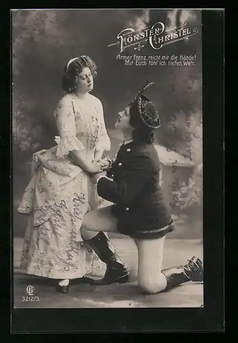 AK Szene aus der Operette Förster Christel, Armer Franz, reicht mir die Hände!...