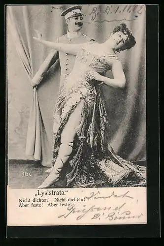 AK Szene aus der Operette Lysistrata, Nicht dichten! Aber feste!