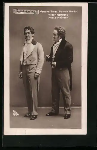 AK Operette Das Dreimäderlhaus, Szene mit Viktor Flemming und Fritz Schrödter