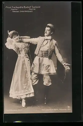 AK Operette Walzer-Intermezzo, Szenenbild mit Mizzi Freihardt und Rudolf Seibold