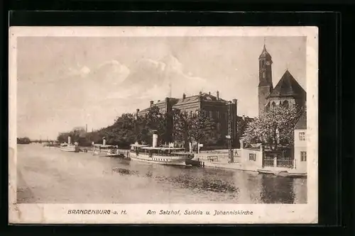 AK Brandenburg a. H., Am Salzhof, Saldria und Johanniskirche