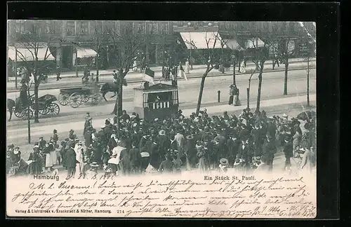 AK Hamburg-St. Pauli, Strassenpartie mit Gasthaus Hansa-Brauerei