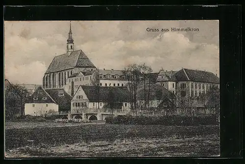 AK Himmelkron, Ortspartie mit Brücke und Kirche