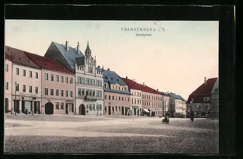 AK Frankenberg i. S., Marktplatz mit Häuserzeile