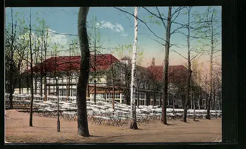 AK Chemnitz, Gasthaus Zeisigwaldschenke mit Garten