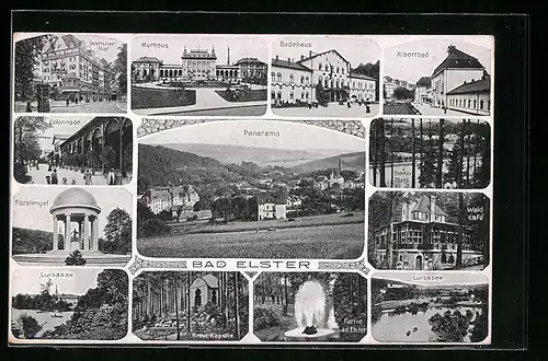 AK Bad Elster, Badehaus, Wettiner Hof, Panorama