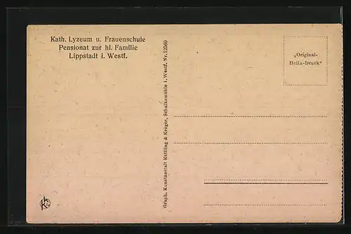 AK Lippstadt i. Westf., Kath. Lyzeum und Frauenschule, Pensionat zur hl. Familie, Hof der Frauenschule