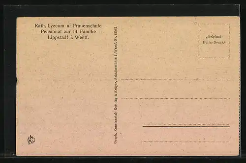 AK Lippstadt i. Westf., Kath. Lyzeum und Frauenschule, Pensionat zur hl. Familie, im Pensionatsgarten