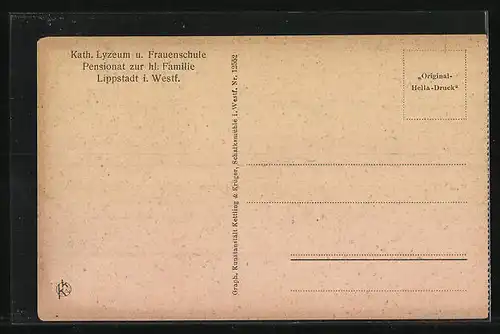 AK Lippstadt i. Westf., Kath. Lyzeum und Frauenschule, Pensionat zur hl. Familie, Grosser Speisesaal