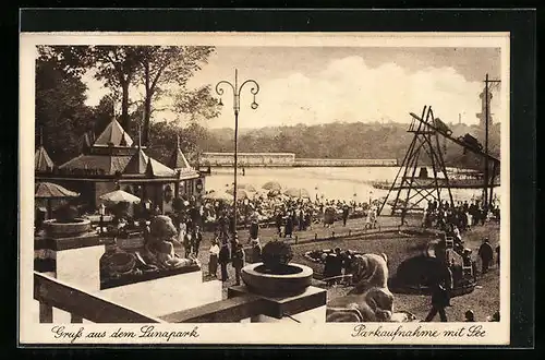 AK Berlin-Halensee, Lunapark, Park mit See