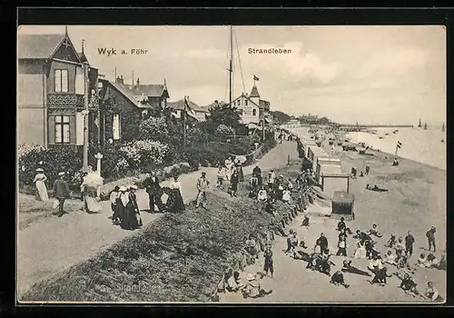 AK Wyk / Föhr, Strand mit Badegästen