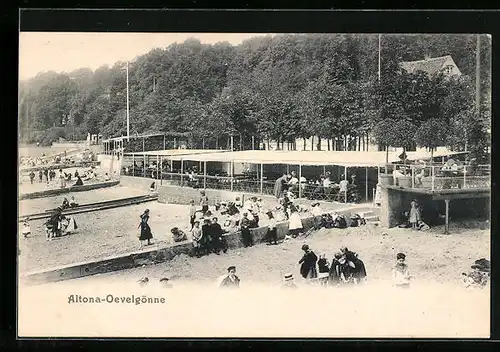 AK Hamburg-Altona, Strand mit Badegästen