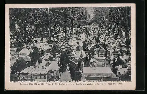 AK Kiel, Hotel Europäischer Hof, Konzert-Garten