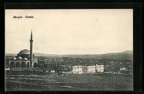 AK Skopie, Ortsansicht aus der Vogelschau